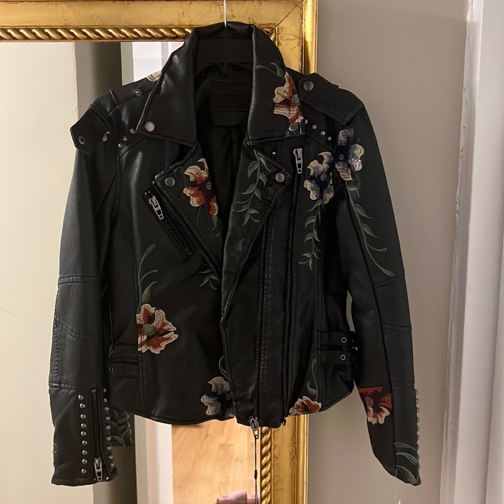 NWT highly detailed, floral embroidered, faux leather (cruelty free) jacket